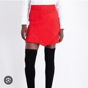 Maje Red Textured Mini Skirt 40